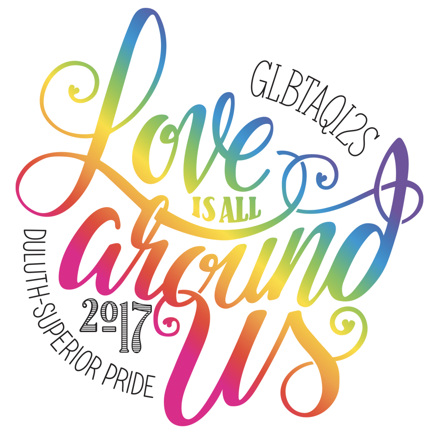 Love is All Around Us, Duluth-Superior Pride 2017 logo design by logo designer David J. Short for your inspiration and for the worlds largest logo competition