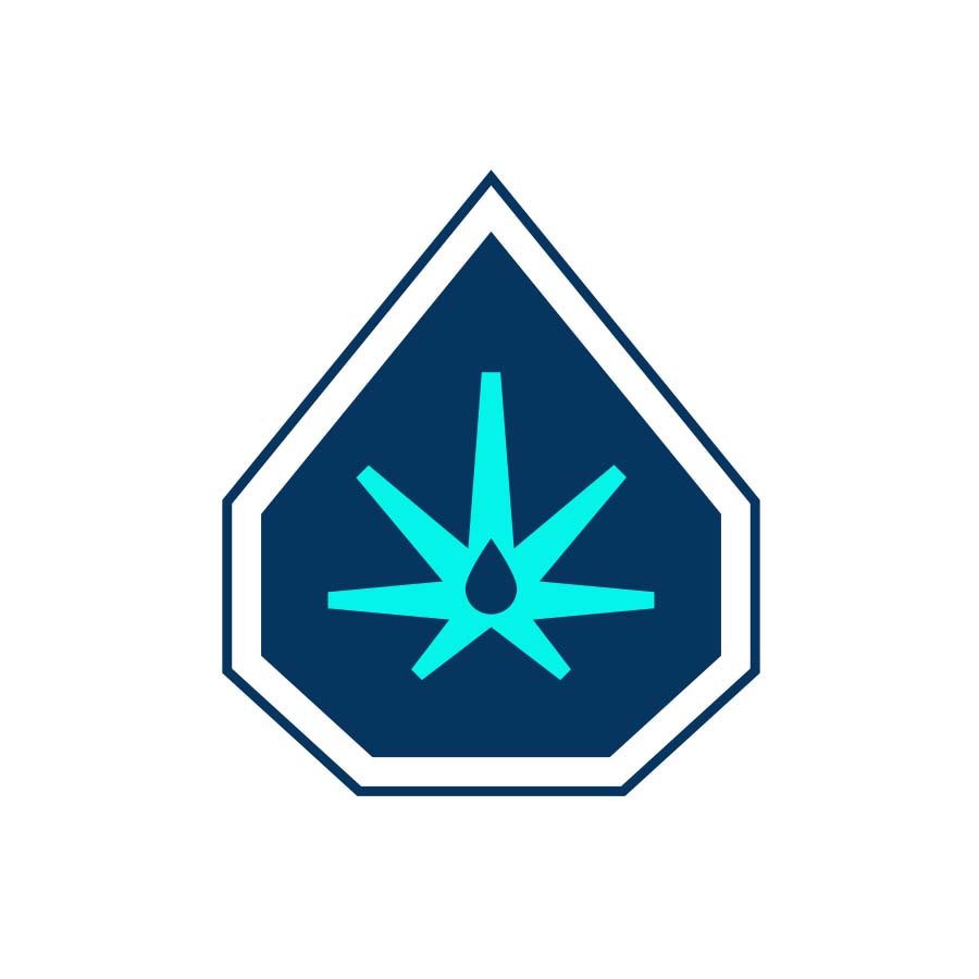Teal Cannabis Badge Icon logo design by logo designer Dog & Dwarf for your inspiration and for the worlds largest logo competition