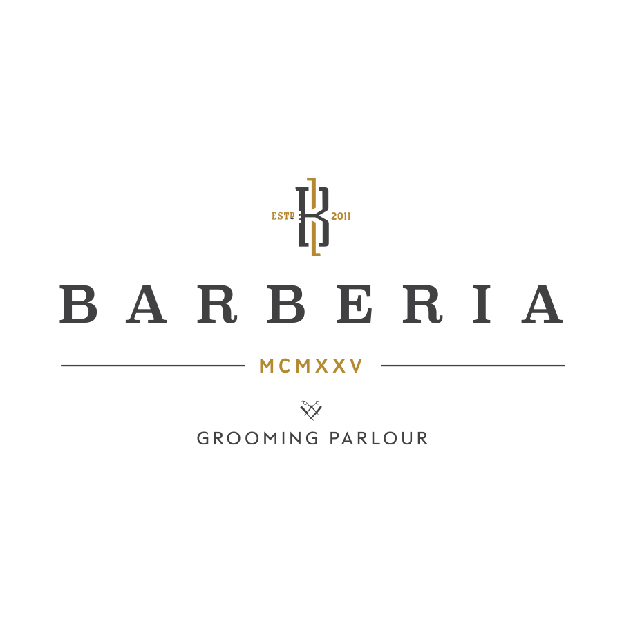 Barberia Grooming Parlour logo design by logo designer Iskandara for your inspiration and for the worlds largest logo competition