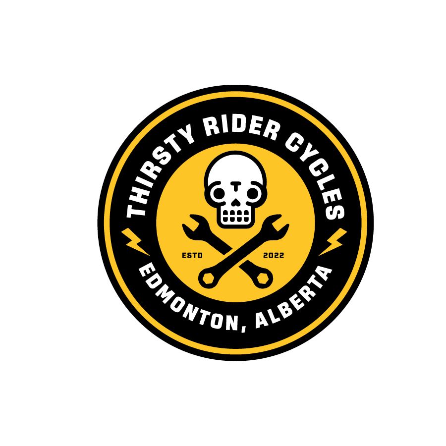 Thirsty Rider Skull Badge logo design by logo designer Hotel Graphic Design Company for your inspiration and for the worlds largest logo competition