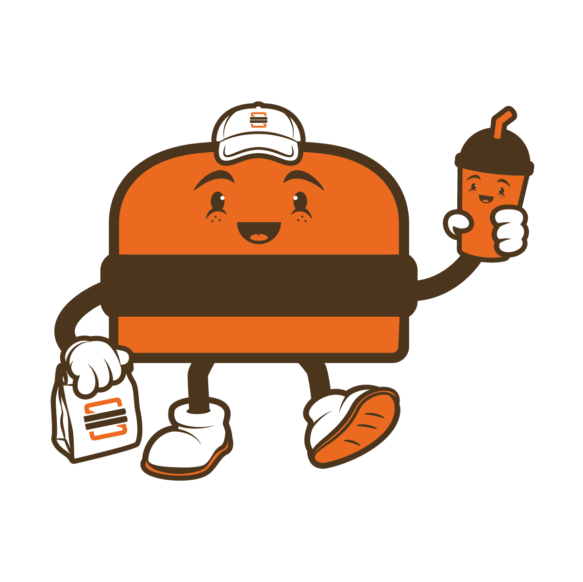 Square Burger Mascot logo design by logo designer Amy Lyons for your inspiration and for the worlds largest logo competition