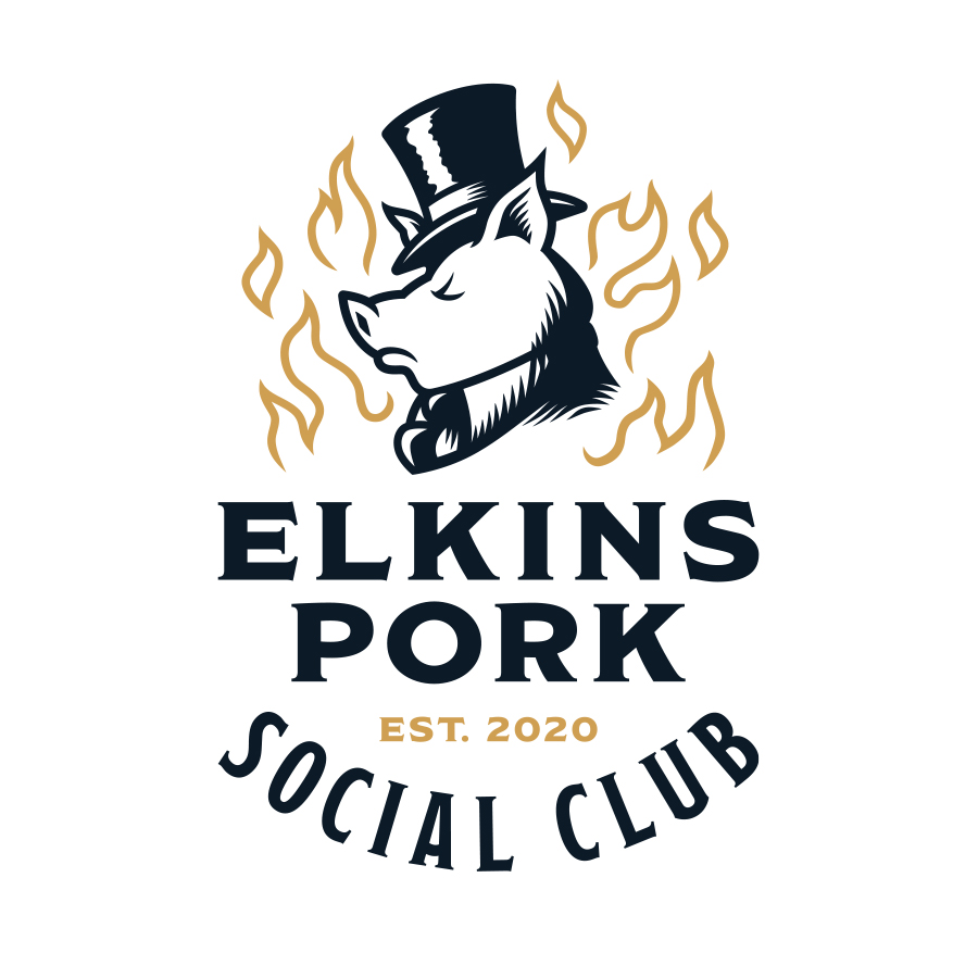Elkins Pork Social Club Stacked logo design by logo designer Ryan Lynn Design for your inspiration and for the worlds largest logo competition