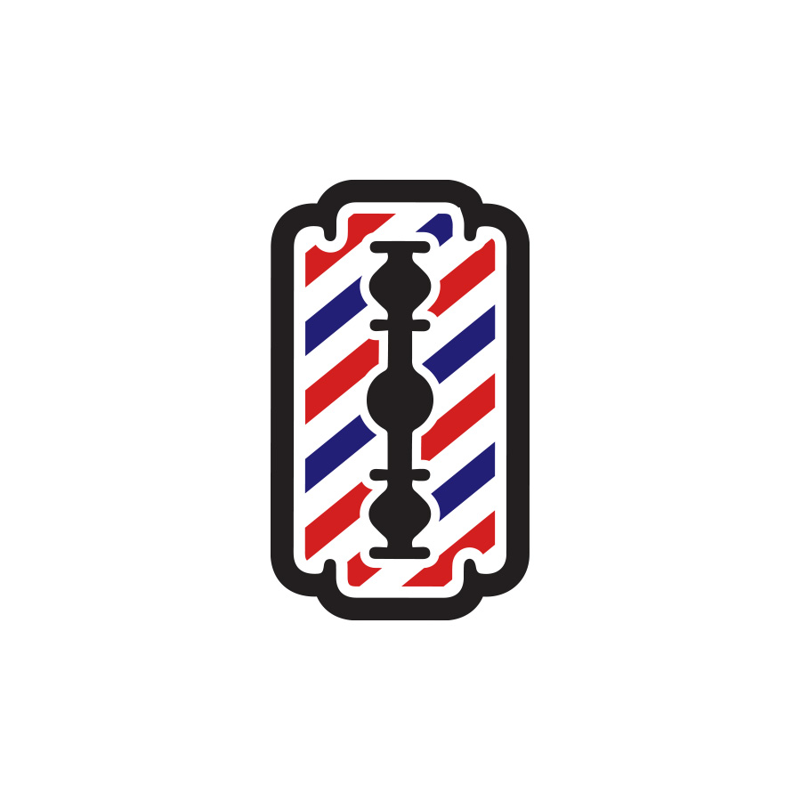 Main Street Barber Shop Razor Mark Color logo design by logo designer Hugh McCormick Design Co.  for your inspiration and for the worlds largest logo competition