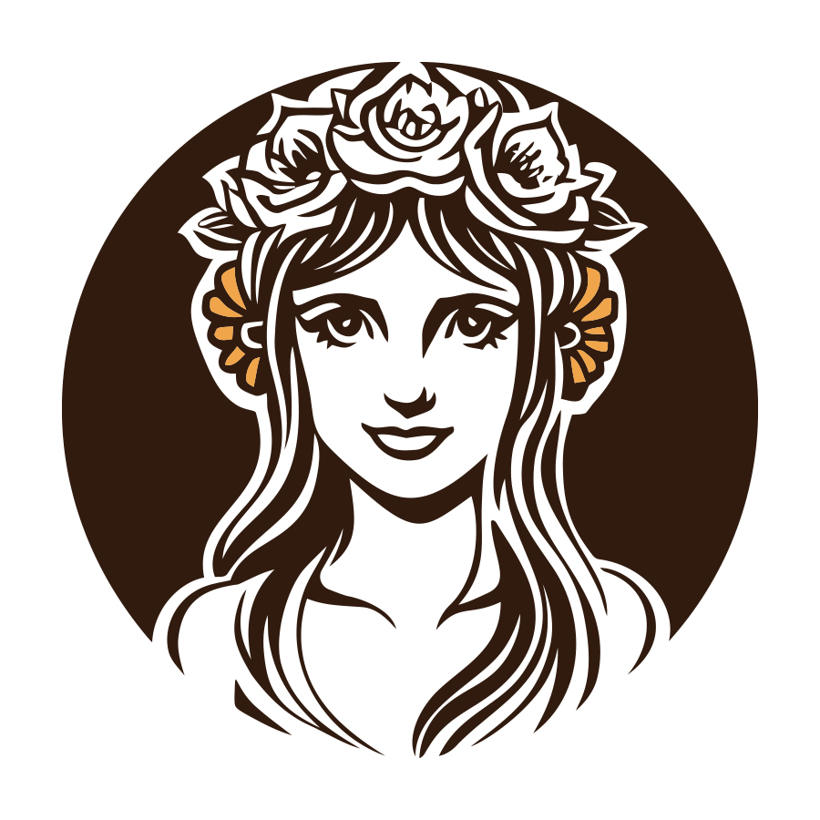 Pretty Girl And Flowers Logo logo design by logo designer DMITRIY DZENDO for your inspiration and for the worlds largest logo competition