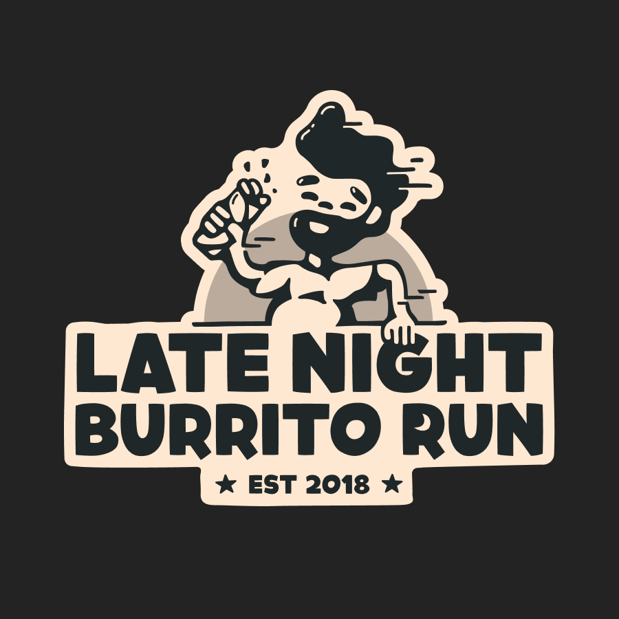 Late night burrito run logo design by logo designer Trevor Nielsen for your inspiration and for the worlds largest logo competition