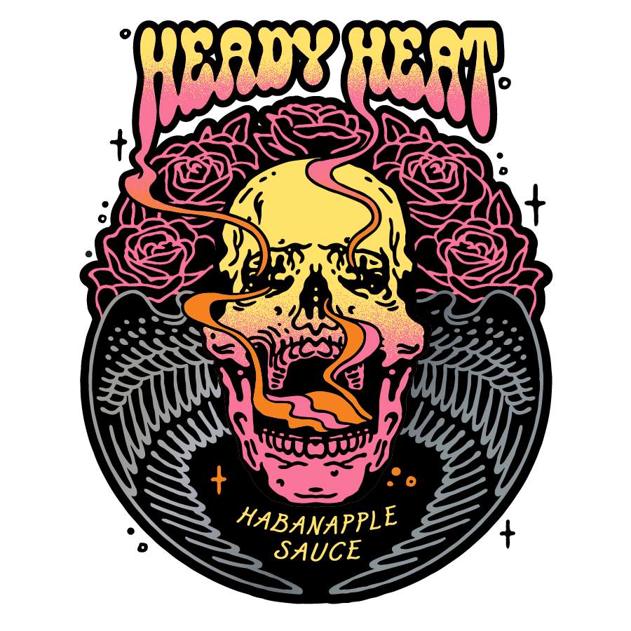 Heady Heat Hot Sauce logo design by logo designer Ryan Mahoney for your inspiration and for the worlds largest logo competition