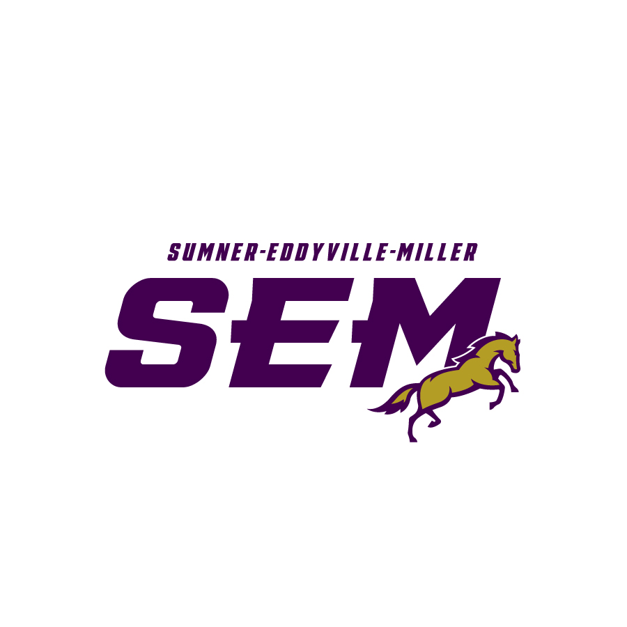 Sumner Eddyville Miller Mustangs logo design by logo designer Adam Torpin Design for your inspiration and for the worlds largest logo competition