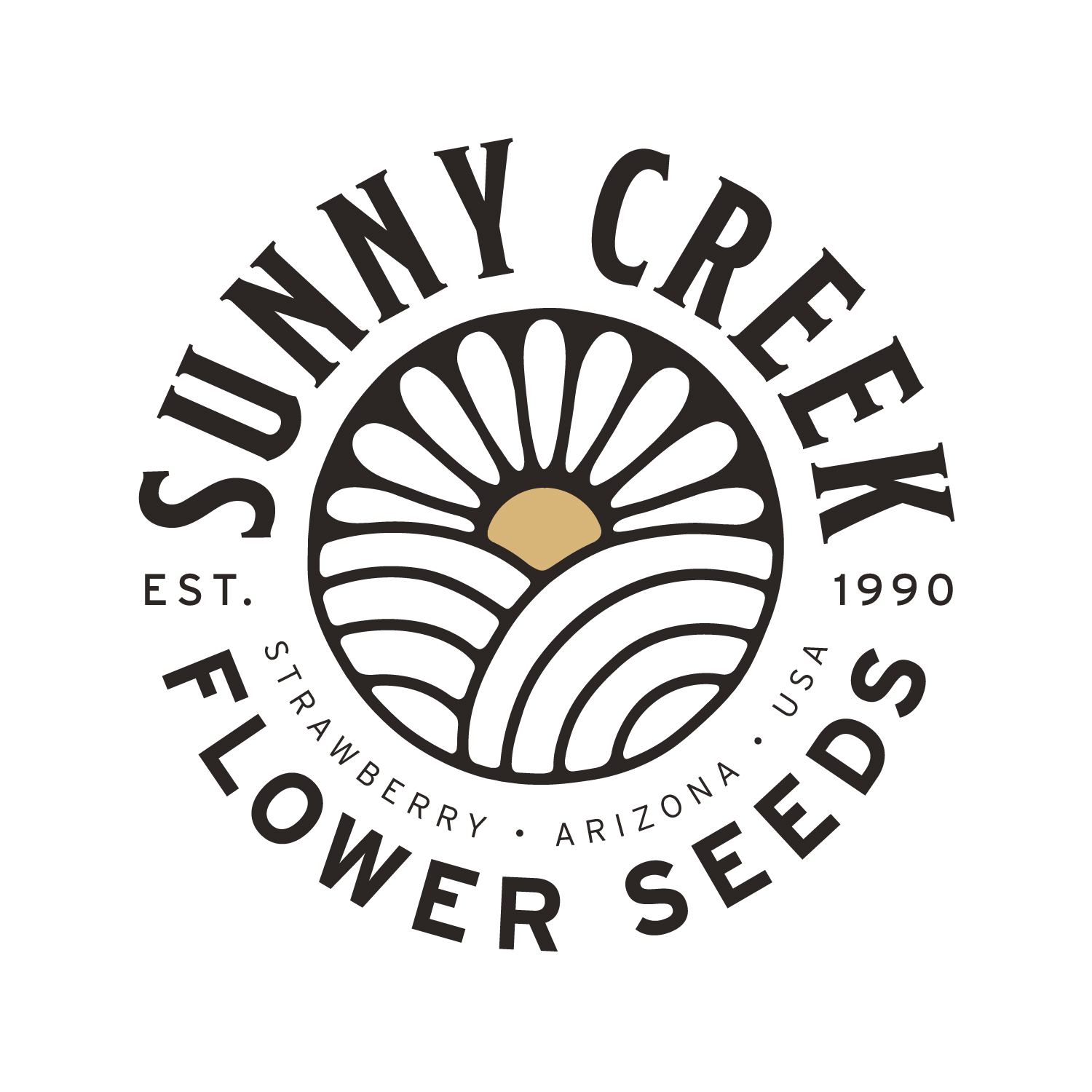 Sunny Creek Flower Seeds logo design by logo designer Cactus Country for your inspiration and for the worlds largest logo competition