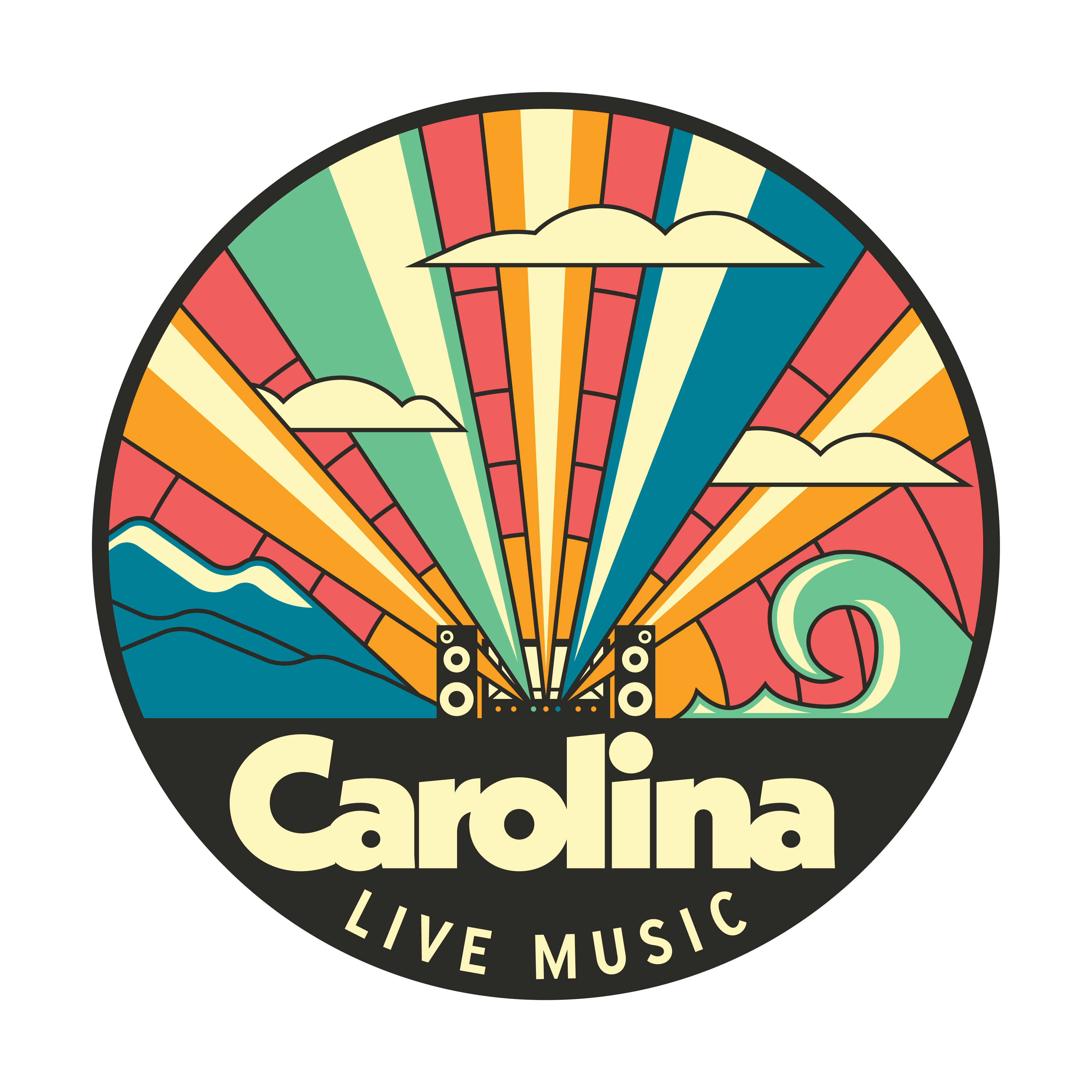 Carolina Live Music Badge logo design by logo designer Logarhythm Creative for your inspiration and for the worlds largest logo competition