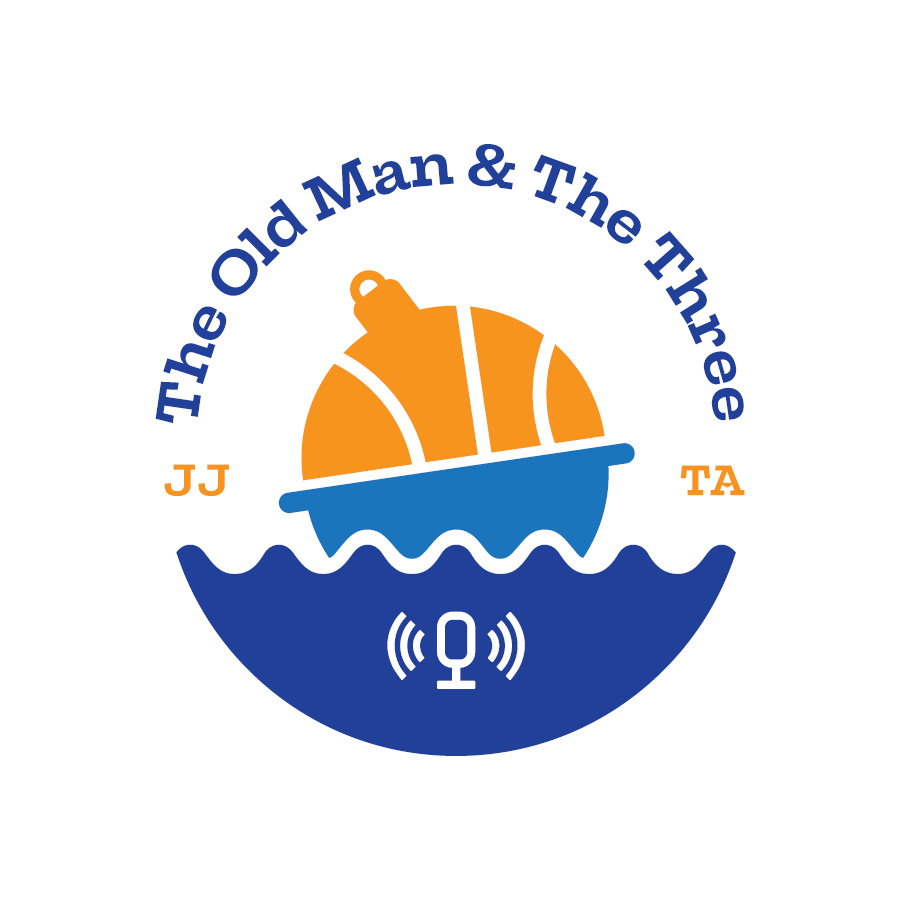 The Old Man & The Three Podcast Circle Badge logo design by logo designer Don John Designs LLC for your inspiration and for the worlds largest logo competition