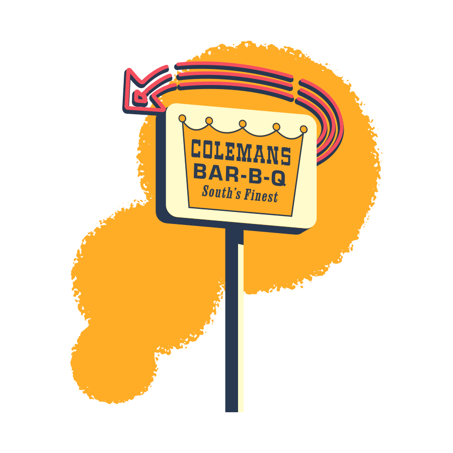 Colemans+Bar-B-Q+badge logo design by logo designer Ofc.+of+Kevin+Pitts for your inspiration and for the worlds largest logo competition