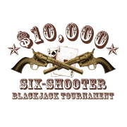 Six Shooter Blackjack Tournament logo design by logo designer Juice Media for your inspiration and for the worlds largest logo competition