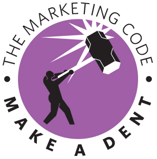 The Marketing Code: Make a Dent logo design by logo designer Gee + Chung Design for your inspiration and for the worlds largest logo competition