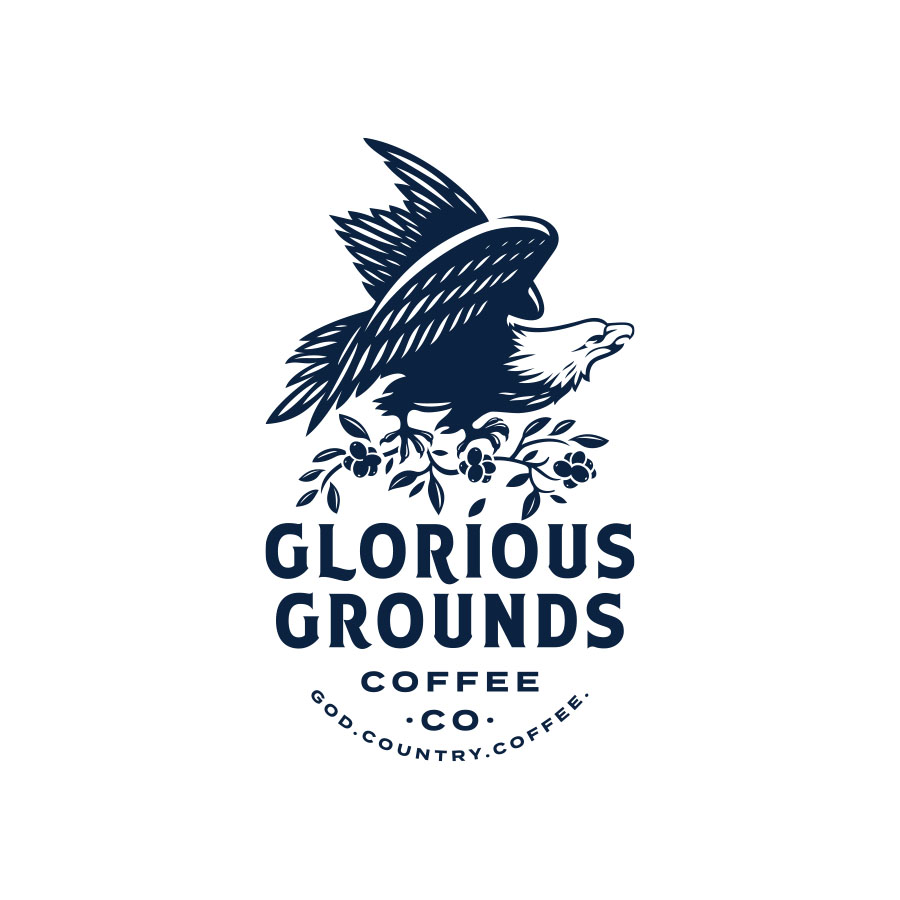 Glorious Grounds Vert Lockup logo design by logo designer Mauricio Cremer for your inspiration and for the worlds largest logo competition