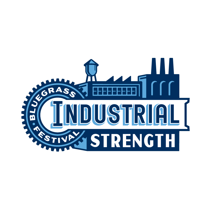 Industrial Strength Bluegrass Festival logo design by logo designer Tim Frame Design for your inspiration and for the worlds largest logo competition
