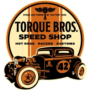 Torque Brothers Speed Shop logo design by logo designer Storm Design Inc. for your inspiration and for the worlds largest logo competition