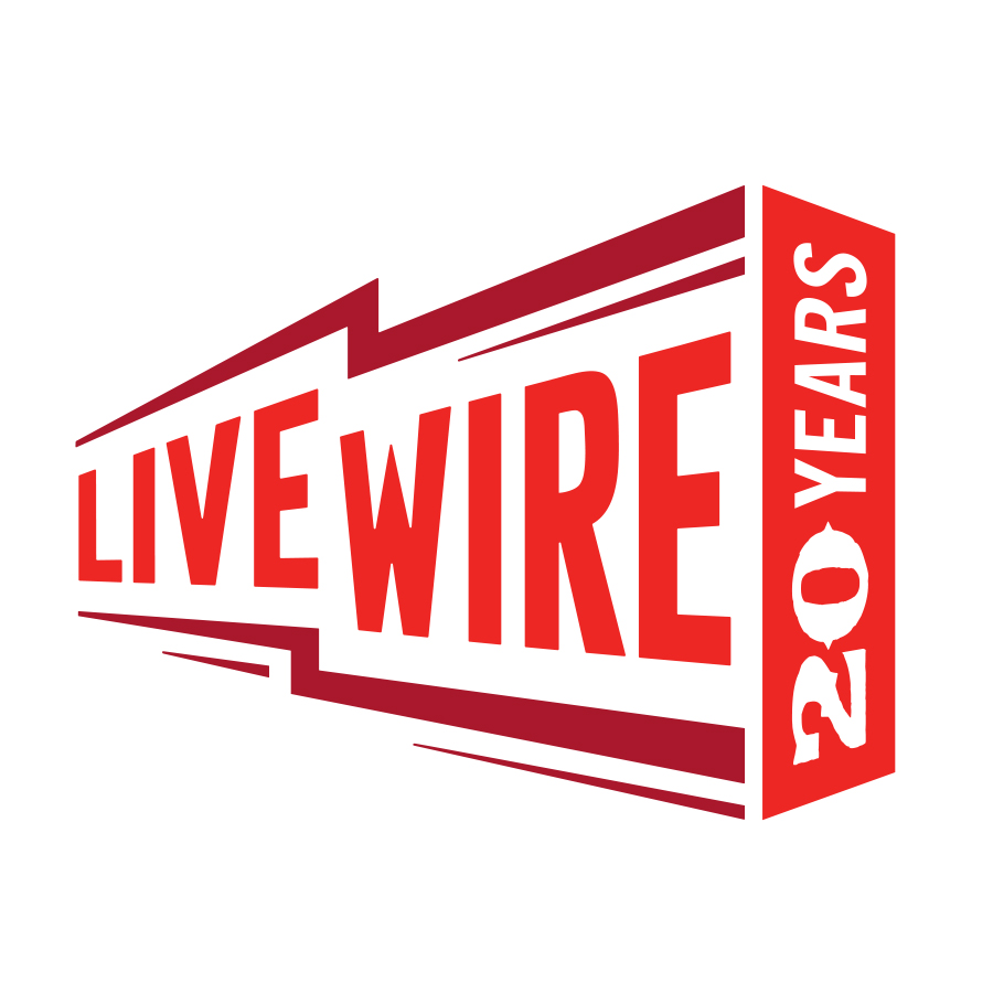 Live Wire Radio's 20th Anniversary - Final logo design by logo designer Dotzero Design for your inspiration and for the worlds largest logo competition